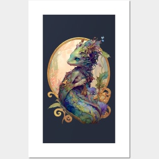 Art Nouveau Fantasy Anthropomorphic Seahorse Posters and Art